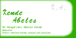kende abeles business card